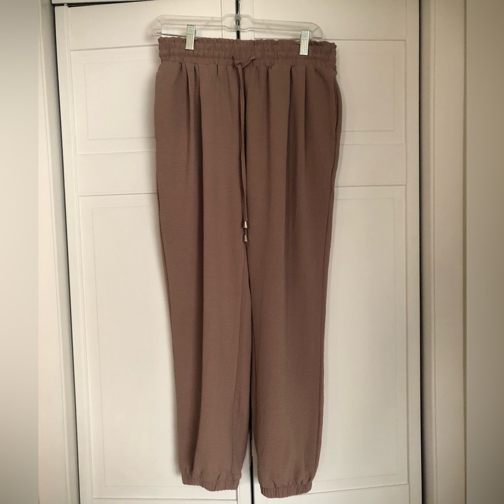 EVALESS Women's Loose Drawstring Elastic High Waisted Harem Pants-Medium